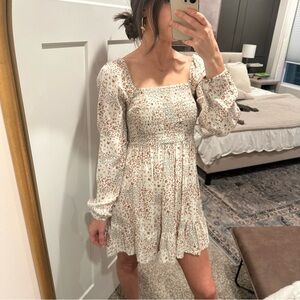 White Floral Long Sleeve Dress Size Small